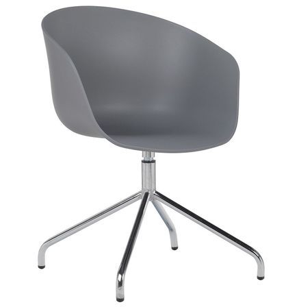 Chaise avec accoudoirs polypropylène gris et métal chromé Wau