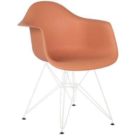 Chaise avec accoudoirs polypropylène rouille mate et pieds acier blanc Croizy