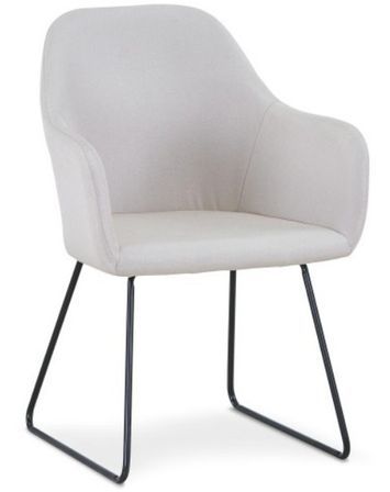 Chaise avec accoudoirs tissu beige et métal noir Ere