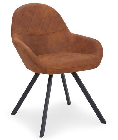 Chaise avec accoudoirs tissu marron vieilli Wessa