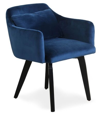 Chaise avec accoudoirs velours bleu Gabby
