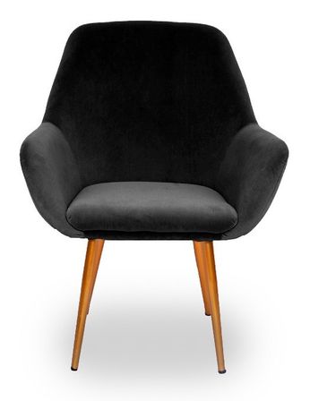 Chaise avec accoudoirs velours noir et pieds métal doré Boobi