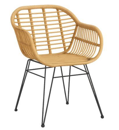 Chaise avec accoudoirs ZURA – Osier synthétique et pieds en acier
