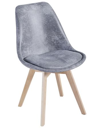 Chaise avec assise simili cuir vintage et pieds en bois naturel Zaka
