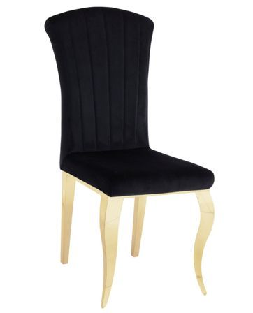 Chaise baroque en velours et pieds métal doré brillant Kania - lot de 6