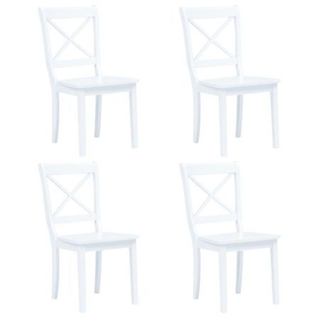 Chaise bois blanc hévéa massif Aero - Lot de 4