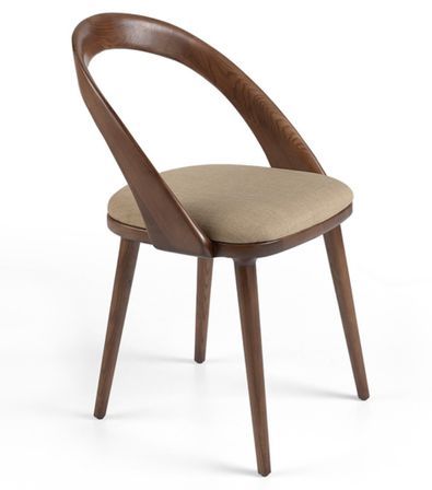 Chaise bois de frêne noyer et simili cuir Lazy - Lot de 2
