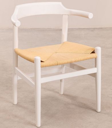 Chaise bois de hêtre blanc et corde tressée Payia