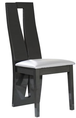 Chaise bois gris et simili blanc Kantz - Lot de 2