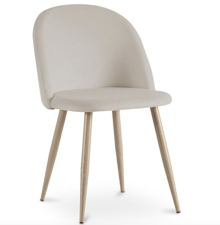 Chaise BOMANE style scandinave - Assise en velours et pieds en métal effet bois clair
