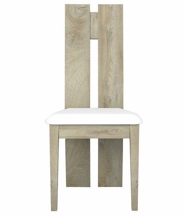 Chaise similicuir blanc mat et bois chêne clair Baite - Lot de 2