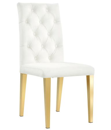 Chaise capitonnée avec boutons velours et pieds métal doré Kavana - Lot de 6