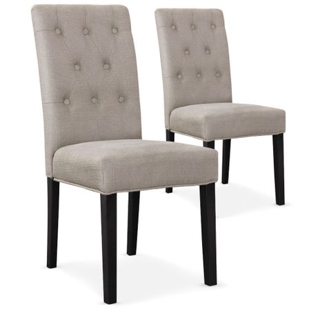 Chaise capitonnée Tissu Beige Pieds noir Kotal - Lot de 2