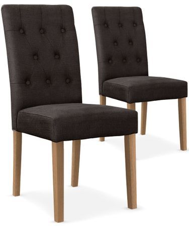 Chaise capitonnée tissu marron foncé Cécilia - Lot de 2