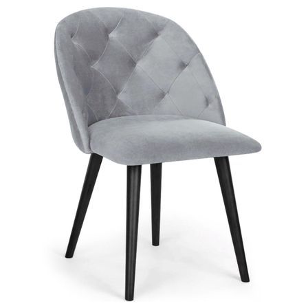 Chaise capitonnée velours gris Rine