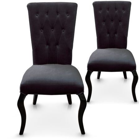 Chaise capitonnée velours noir Barocco - Lot de 2