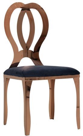 Chaise classique acier cuivre et assise velours noir Evah - Lot de 2