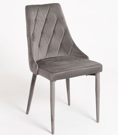 Chaise confortable velours et structure en bois gris Volki - Lot de 2