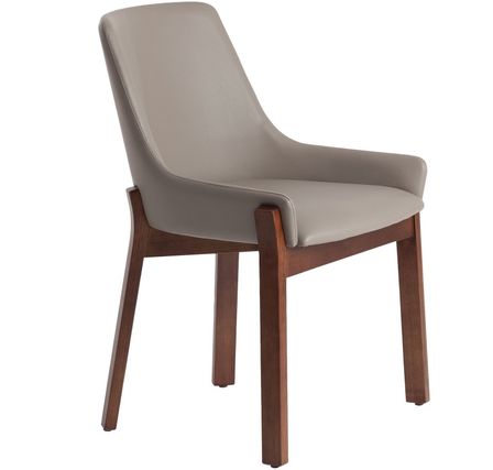 Chaise contemporaine SYLVA – Bois noyer & similicuir vison foncé