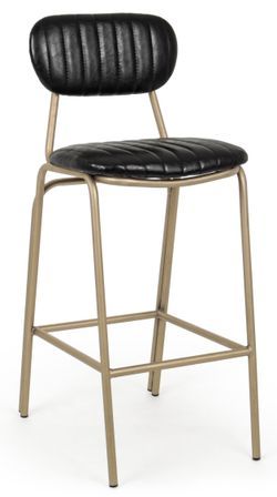 Chaise de bar PADDY – Simili cuir premium & structure acier doré, dossier clouté