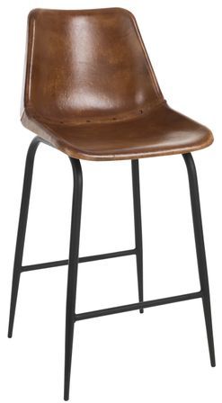 Chaise de bar cuir et métal marron Jo assise 70 cm