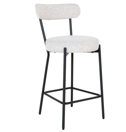 Chaise de bar en tissu bouclette et métal BADALONA - Hauteur d'assise 65 cm