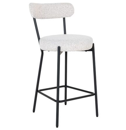 Chaise de bar en tissu bouclette et métal BADALONA - Hauteur d'assise 65 cm