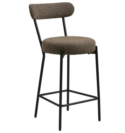 Chaise de bar en tissu bouclette et métal BADALONA - Hauteur d'assise 65 cm