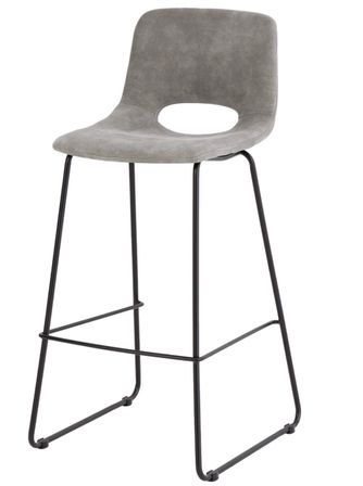 Chaise de bar imitation cuir et pieds en métal ROXANE - Assise 65 ou 75 cm