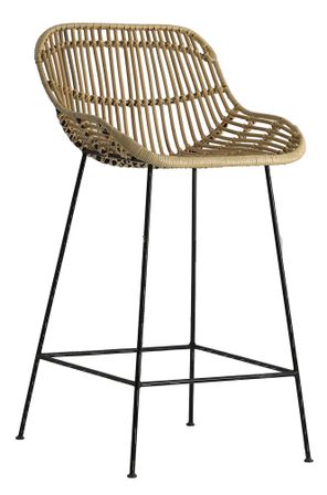 Chaise de bar rotin clair et pieds métal noir Ciroel