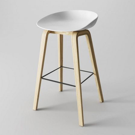 Chaise de bar scandinave blanche et bois naturel Kola 83 cm