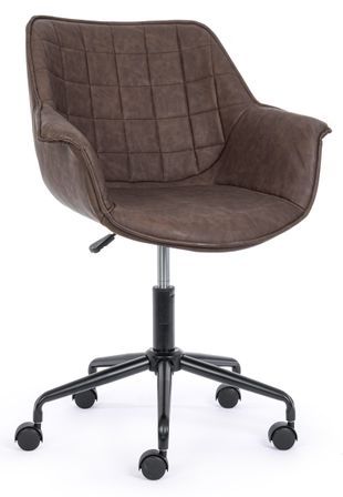 Chaise de bureau pivotante velours marron Josa
