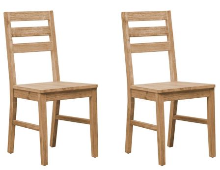 Chaise de cuisine bois massif naturel Koffia - Lot de 2