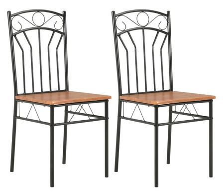 Chaise de cuisine en bois marron et métal Noir - modèle Wavo