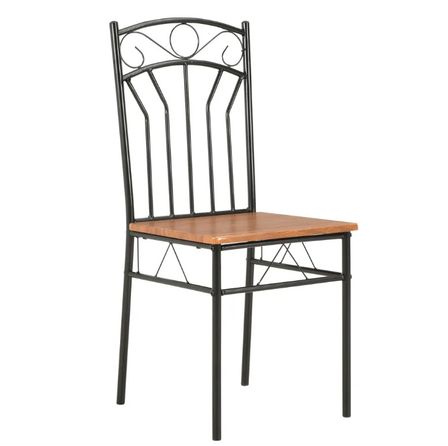 Chaise de cuisine en bois marron et métal Noir - modèle Wavo