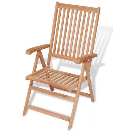 Chaise de jardin pliante teck massif clair Alida - Lot de 2