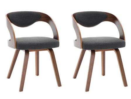 Chaise de salle à manger bois foncé et tissu gris Canva - Lot de 2