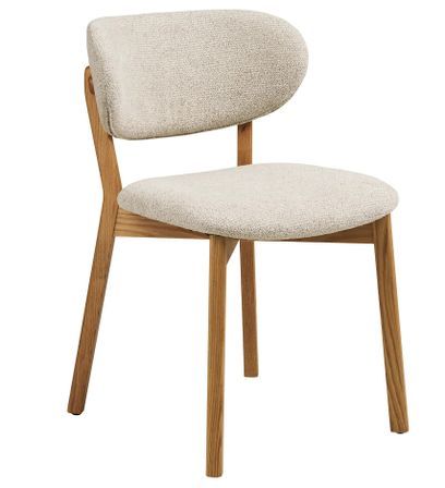 Chaise de salle à manger en chêne massif et tissu beige DUNKIRK
