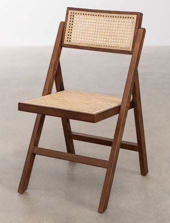 Chaise de salle à manger pliante en bois de Frêne foncé et osier Dukaz - Lot de 2