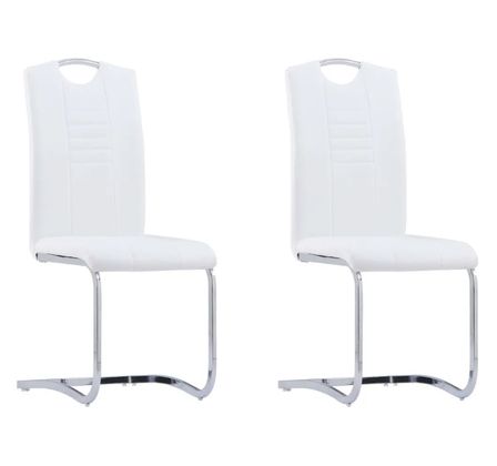 Chaise de salle à manger simili cuir blanc et métal chromé Divine - Lot de 2