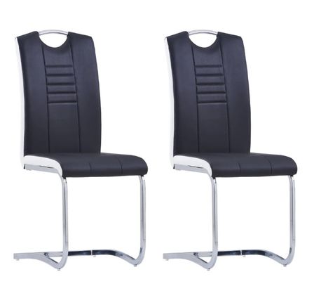 Chaise de salle à manger simili cuir noir et métal chromé Divine - Lot de 2
