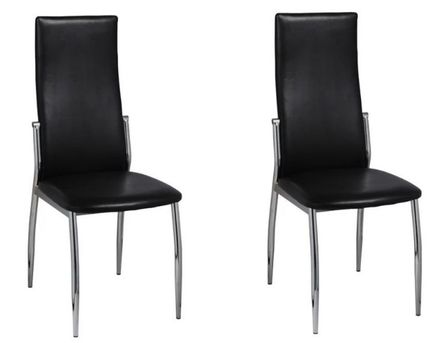 Chaise de salle à manger simili cuir noir et pieds métal chromé Cherish - Lot de 2