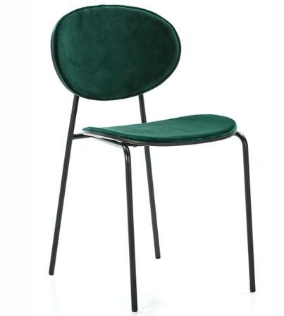 Chaise de salle à manger velours vert et pieds métal noir Lyam
