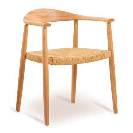 Chaise design frêne naturel et assise en corde naturelle Konta