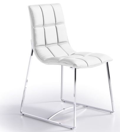 Chaise design matelassée simili blanc Koza