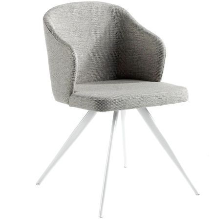 Chaise design Matty - Tissu gris et pieds en acier blanc