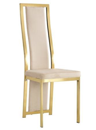 Chaise design simili cuir et acier doré Milana - Lot de 6
