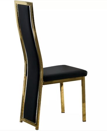 Chaise design simili cuir et acier doré Milana - Lot de 6