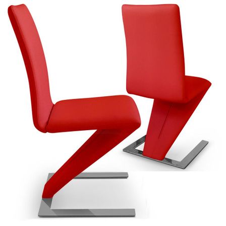 Chaise design simili rouge Vogue - Lot de 2