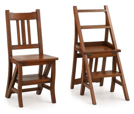 Chaise échelle en bois massif d'acajou Kingo